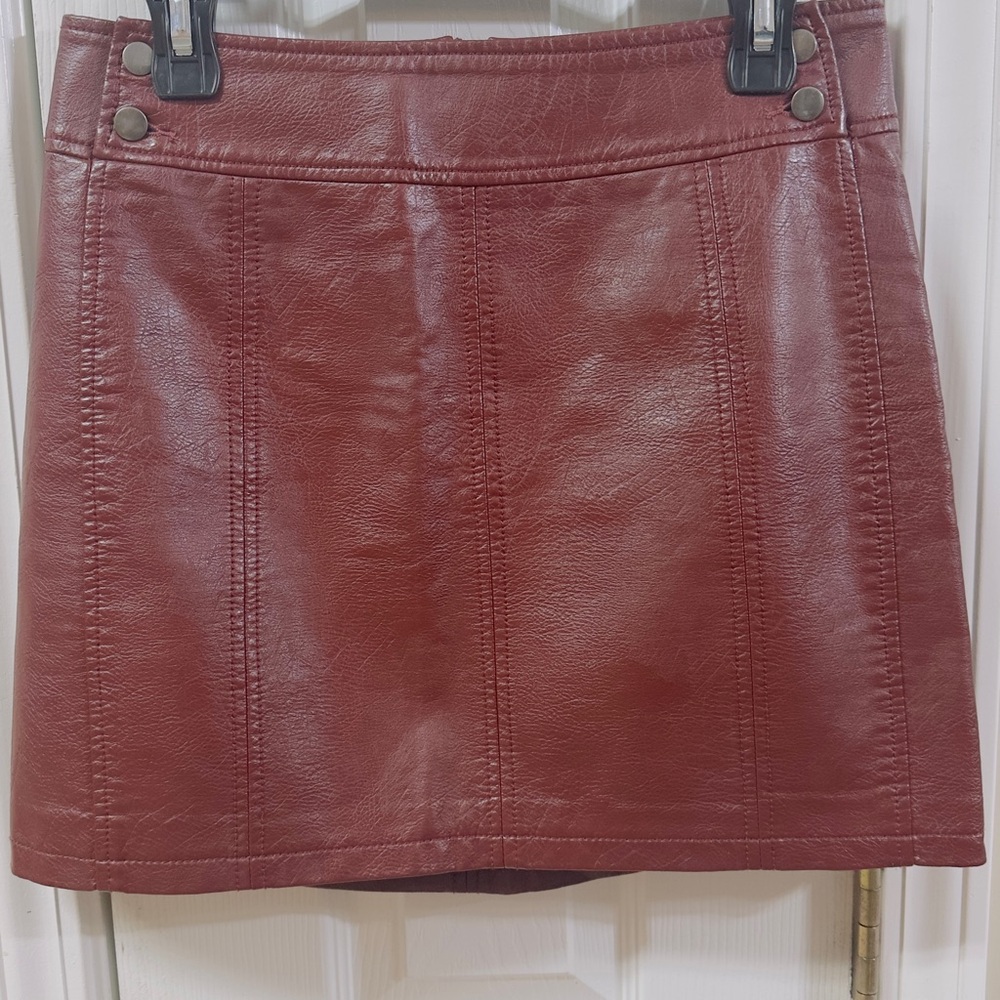 Free People Wine Faux Leather Mini Skirt (mix25)